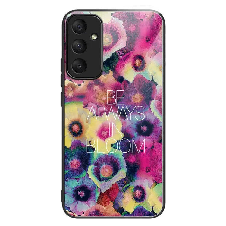 For Samsung Galaxy A05s 4G Case Tempered Glass Back + TPU Frame Pattern Printing Phone Cover