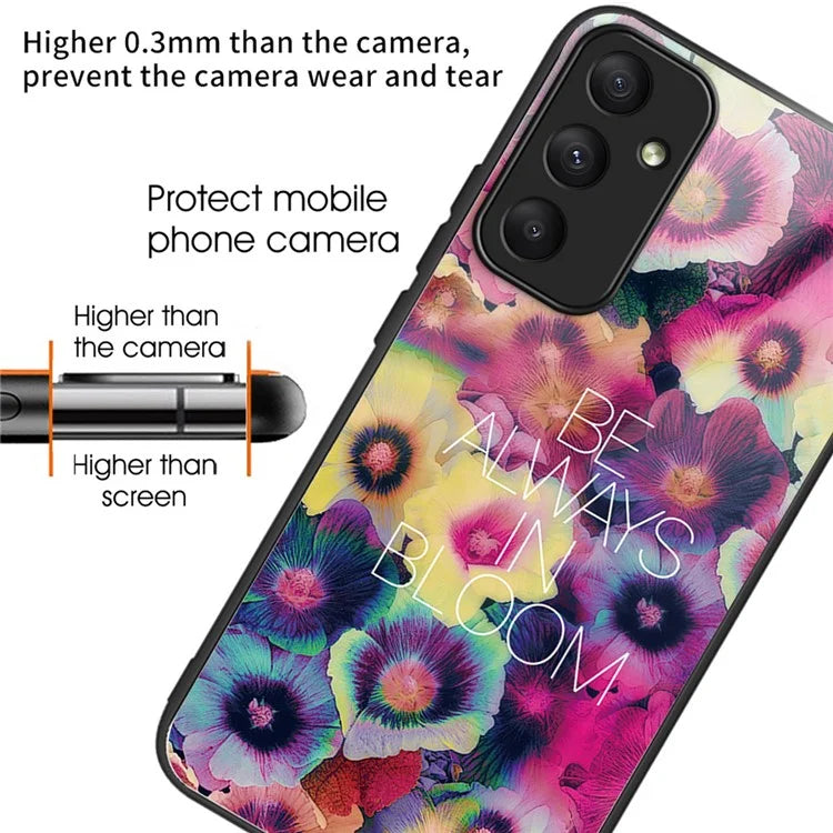 For Samsung Galaxy A05s 4G Case Tempered Glass Back + TPU Frame Pattern Printing Phone Cover