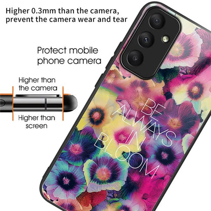 For Samsung Galaxy A05s 4G Case Tempered Glass Back + TPU Frame Pattern Printing Phone Cover