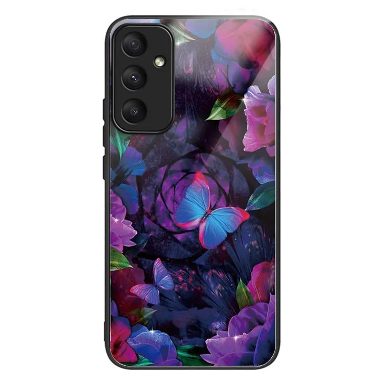 For Samsung Galaxy A05s 4G Case Tempered Glass Back + TPU Frame Pattern Printing Phone Cover