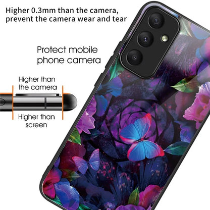 For Samsung Galaxy A05s 4G Case Tempered Glass Back + TPU Frame Pattern Printing Phone Cover