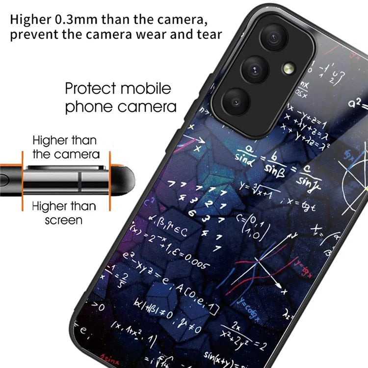 For Samsung Galaxy A05s 4G Case Tempered Glass Back + TPU Frame Pattern Printing Phone Cover