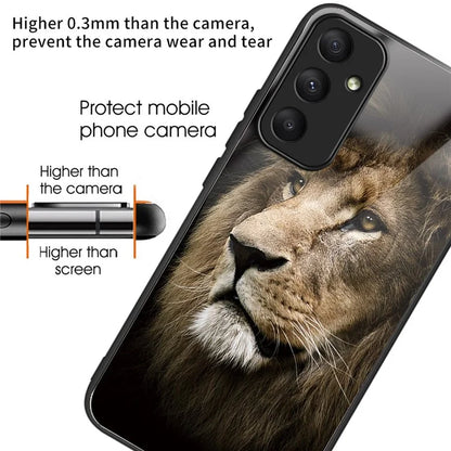 For Samsung Galaxy A05s 4G Case Tempered Glass Back + TPU Frame Pattern Printing Phone Cover