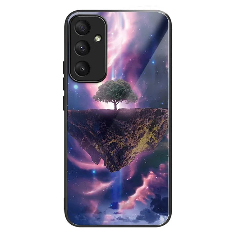 For Samsung Galaxy A05s 4G Case Tempered Glass Back + TPU Frame Pattern Printing Phone Cover