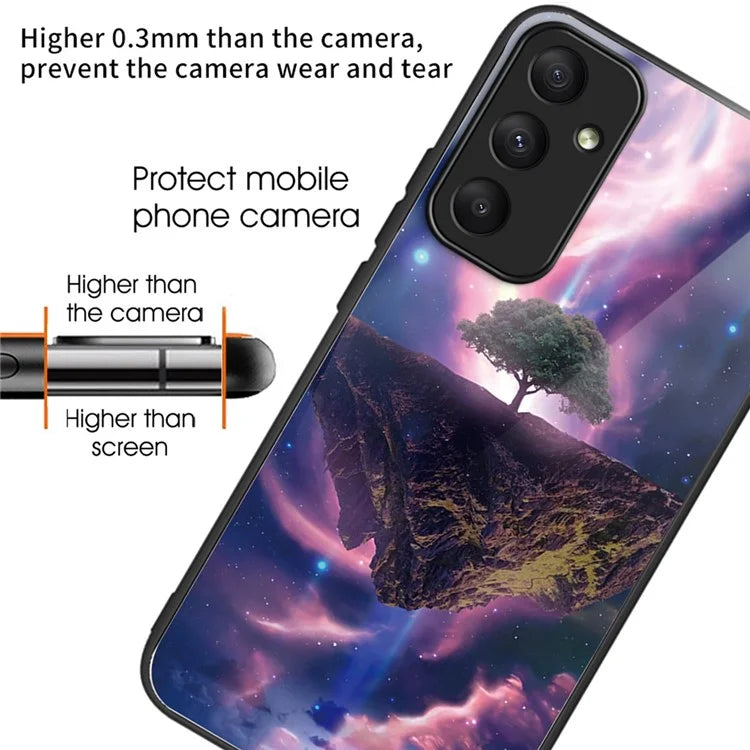 For Samsung Galaxy A05s 4G Case Tempered Glass Back + TPU Frame Pattern Printing Phone Cover