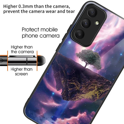 For Samsung Galaxy A05s 4G Case Tempered Glass Back + TPU Frame Pattern Printing Phone Cover