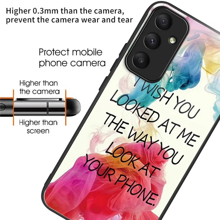 For Samsung Galaxy A05s 4G Case Tempered Glass Back + TPU Frame Pattern Printing Phone Cover
