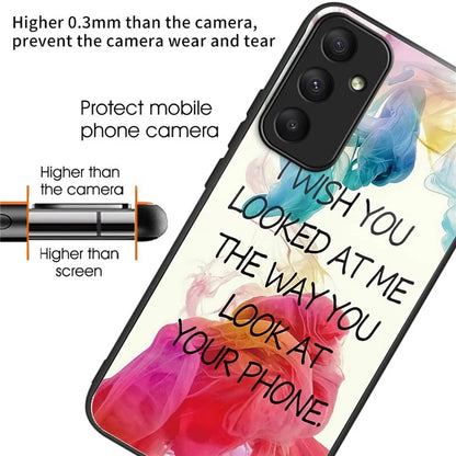 For Samsung Galaxy A05s 4G Case Tempered Glass Back + TPU Frame Pattern Printing Phone Cover