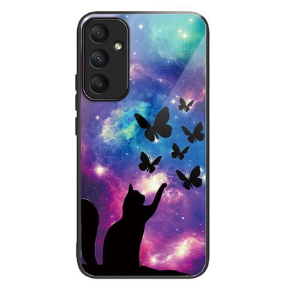 For Samsung Galaxy A05s 4G Case Tempered Glass Back + TPU Frame Pattern Printing Phone Cover
