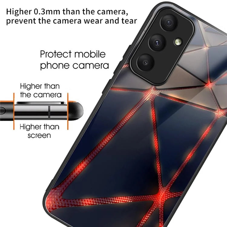 For Samsung Galaxy A05s 4G Case Tempered Glass+TPU Pattern Printing Phone Shell