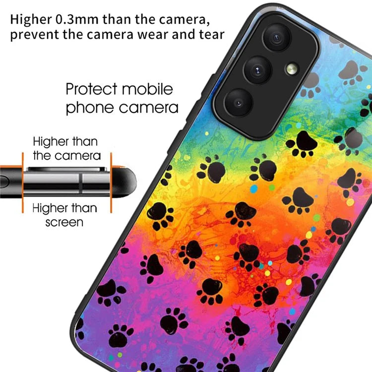 For Samsung Galaxy A05s 4G Case Tempered Glass+TPU Pattern Printing Phone Shell