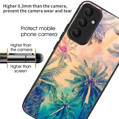 For Samsung Galaxy A05s 4G Case Tempered Glass+TPU Pattern Printing Phone Shell
