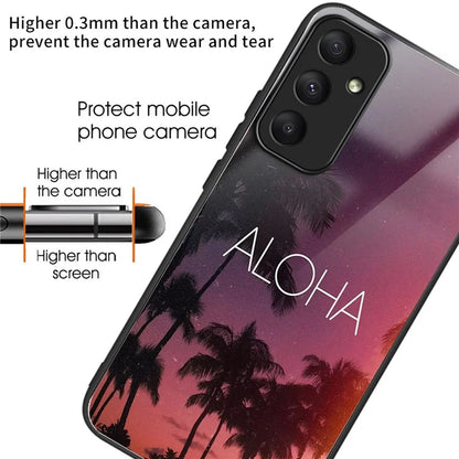 For Samsung Galaxy A05s 4G Case Tempered Glass+TPU Pattern Printing Phone Shell