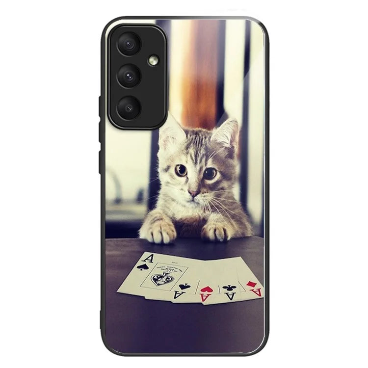 For Samsung Galaxy A05s 4G Case Tempered Glass+TPU Pattern Printing Phone Shell