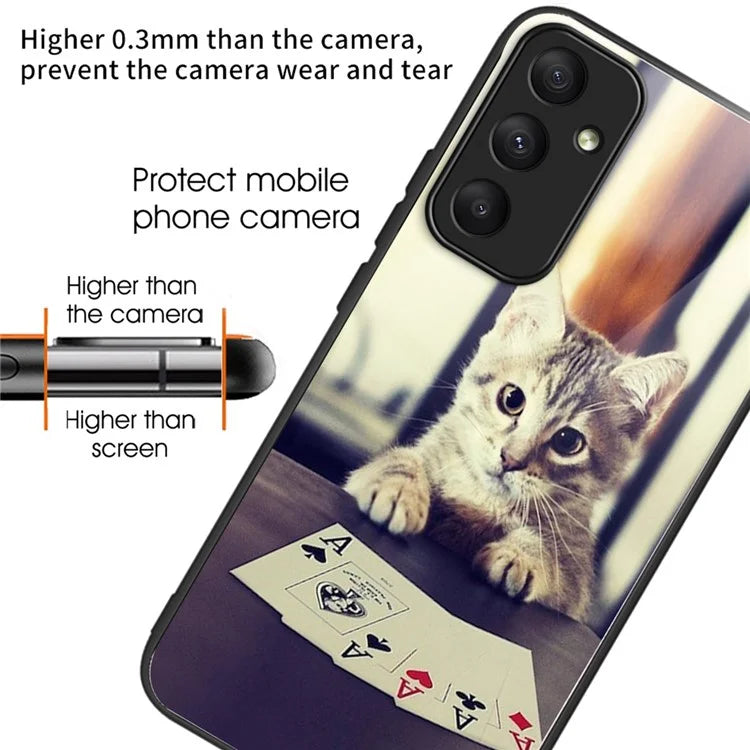 For Samsung Galaxy A05s 4G Case Tempered Glass+TPU Pattern Printing Phone Shell