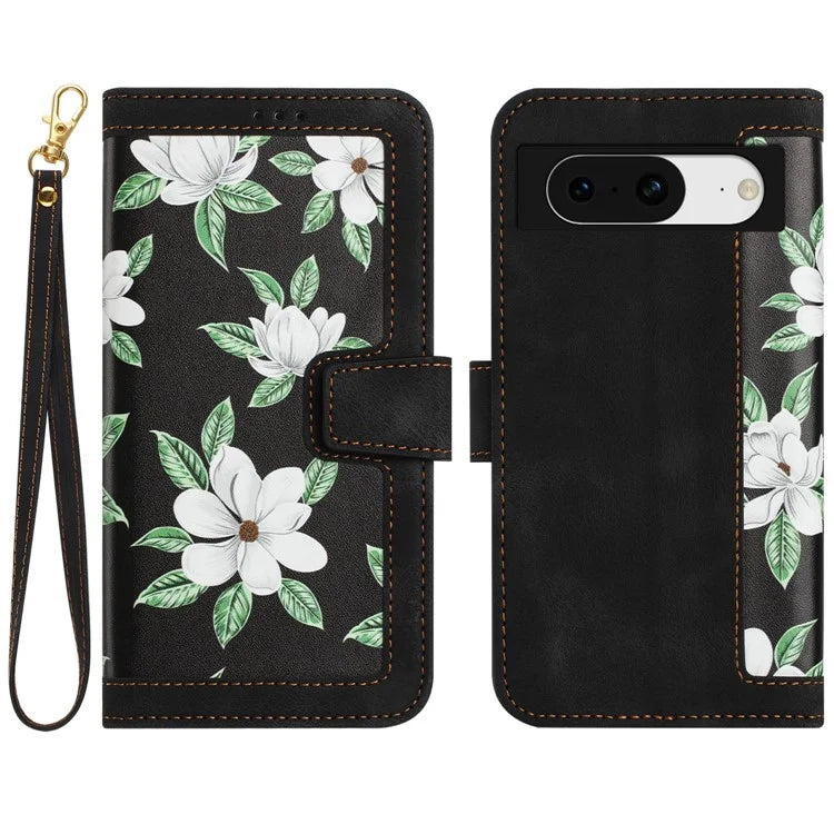For Google Pixel 8a Phone Case Flower Pattern Stand Cover