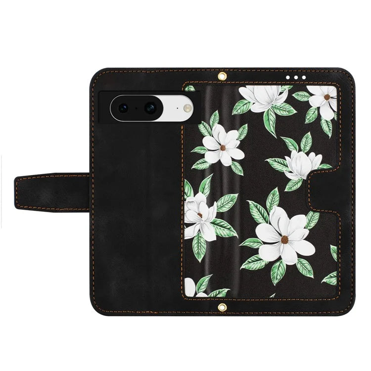 For Google Pixel 8a Phone Case Flower Pattern Stand Cover