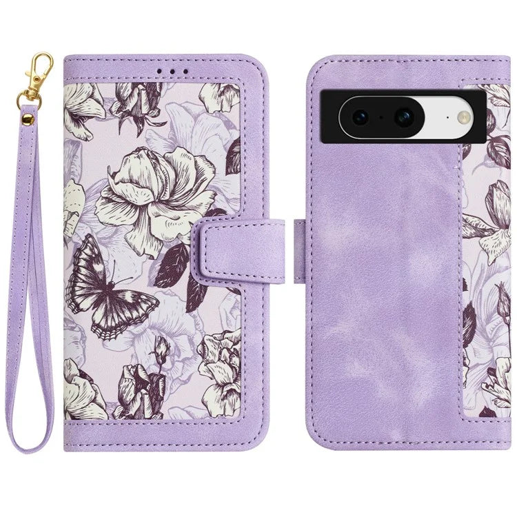 For Google Pixel 8a Phone Case Flower Pattern Stand Cover