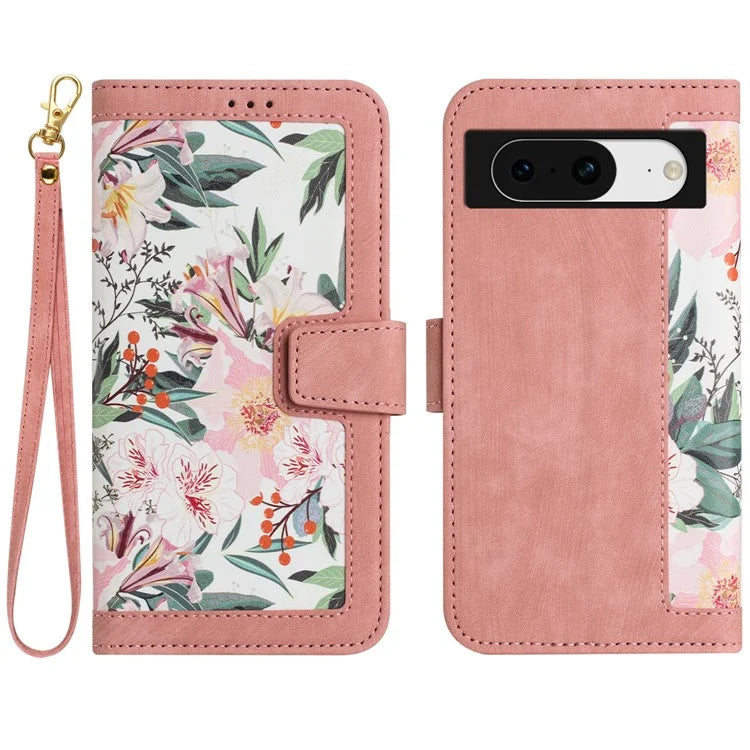 For Google Pixel 8a Phone Case Flower Pattern Stand Cover