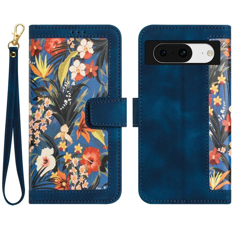 For Google Pixel 8a Phone Case Flower Pattern Stand Cover