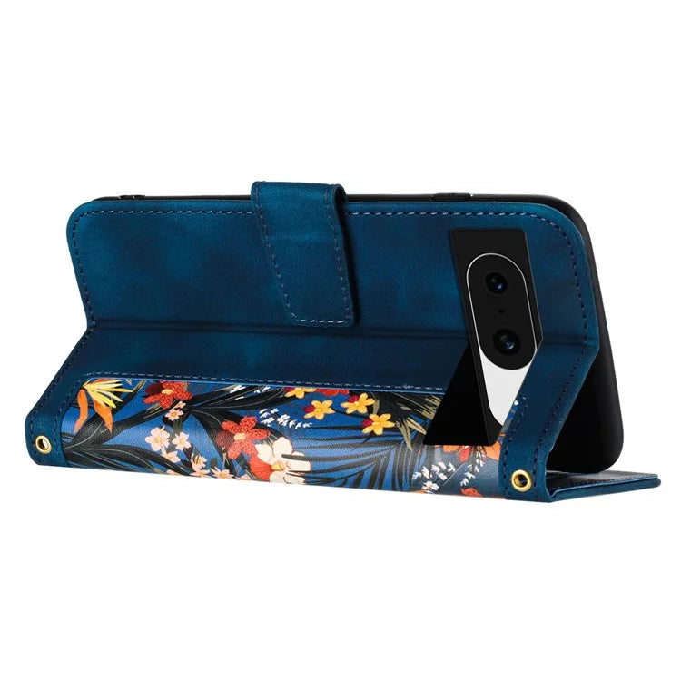 For Google Pixel 8a Phone Case Flower Pattern Stand Cover