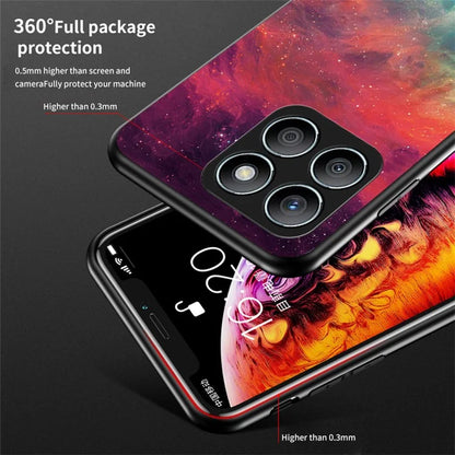 For Honor X8b 4G Tempered Glass Case PC+TPU Cover Starry Sky Pattern