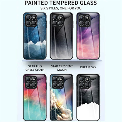 For Honor X8b 4G Tempered Glass Case PC+TPU Cover Starry Sky Pattern
