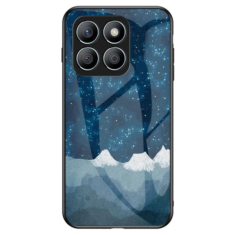 For Honor X8b 4G Tempered Glass Case PC+TPU Cover Starry Sky Pattern