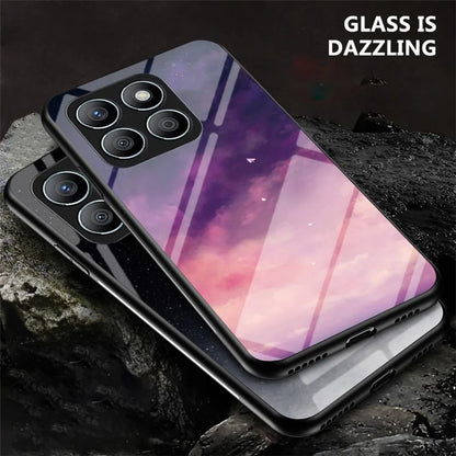 For Honor X8b 4G Tempered Glass Case PC+TPU Cover Starry Sky Pattern