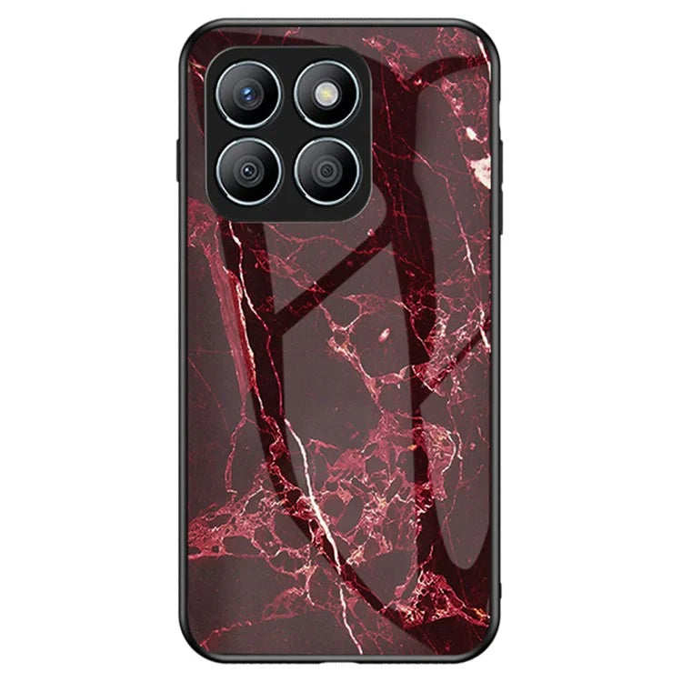 For Honor X8b 4G Tempered Glass+PC+TPU Phone Case Marble Pattern