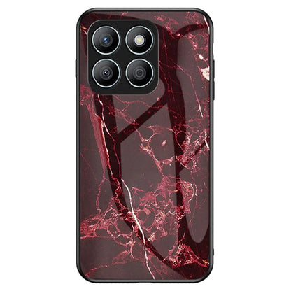 For Honor X8b 4G Tempered Glass+PC+TPU Phone Case Marble Pattern