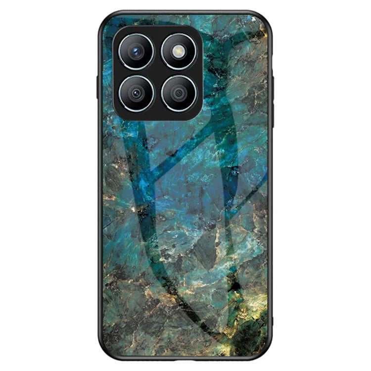 For Honor X8b 4G Tempered Glass+PC+TPU Phone Case Marble Pattern