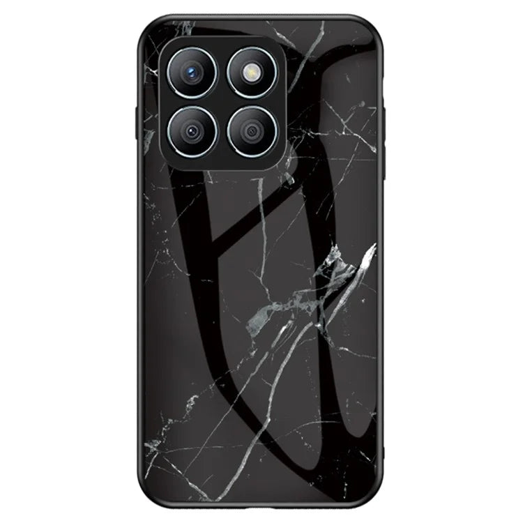 For Honor X8b 4G Tempered Glass+PC+TPU Phone Case Marble Pattern
