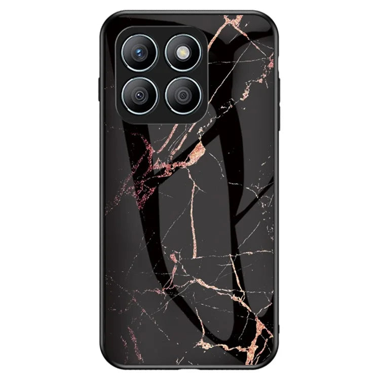 For Honor X8b 4G Tempered Glass+PC+TPU Phone Case Marble Pattern