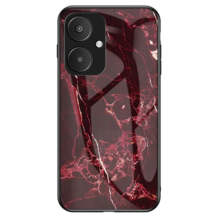 For Xiaomi Redmi 13C 5G Marble Pattern Case Tempered Glass+PC+TPU Cover