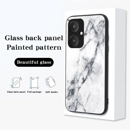 For Xiaomi Redmi 13C 5G Marble Pattern Case Tempered Glass+PC+TPU Cover