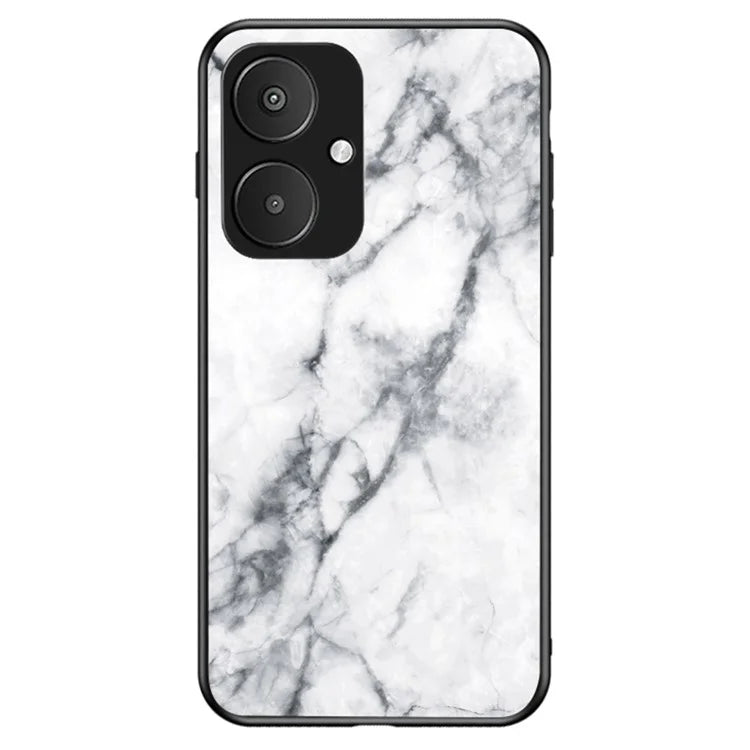 For Xiaomi Redmi 13C 5G Marble Pattern Case Tempered Glass+PC+TPU Cover