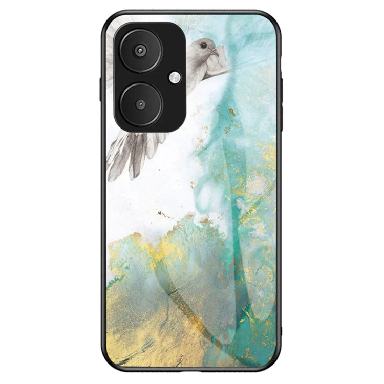 For Xiaomi Redmi 13C 5G Marble Pattern Case Tempered Glass+PC+TPU Cover