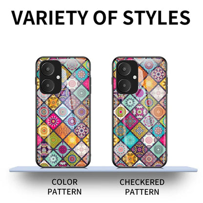 For Xiaomi Redmi 13C 5G Tempered Glass Case Flower Pattern Kickstand Cover