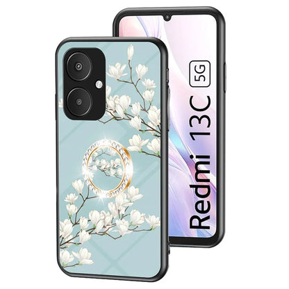 For Xiaomi Redmi 13C 5G Phone Case Tempered Glass+PC+TPU Kickstand Cover