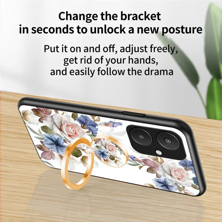 For Xiaomi Redmi 13C 5G Phone Case Tempered Glass+PC+TPU Kickstand Cover