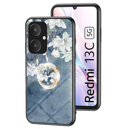For Xiaomi Redmi 13C 5G Phone Case Tempered Glass+PC+TPU Kickstand Cover