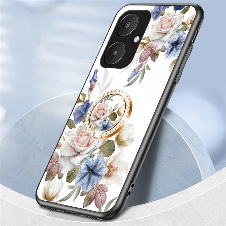 For Xiaomi Redmi 13C 5G Phone Case Tempered Glass+PC+TPU Kickstand Cover