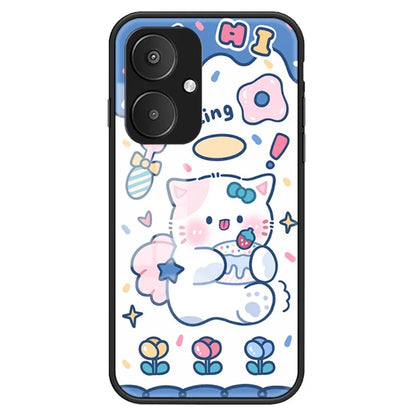 For Xiaomi Redmi 13C 5G Tempered Glass Case Cartoon Pattern Phone Cover