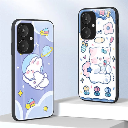 For Xiaomi Redmi 13C 5G Tempered Glass Case Cartoon Pattern Phone Cover