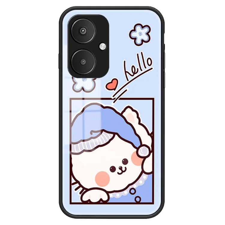 For Xiaomi Redmi 13C 5G Tempered Glass Case Cartoon Pattern Phone Cover
