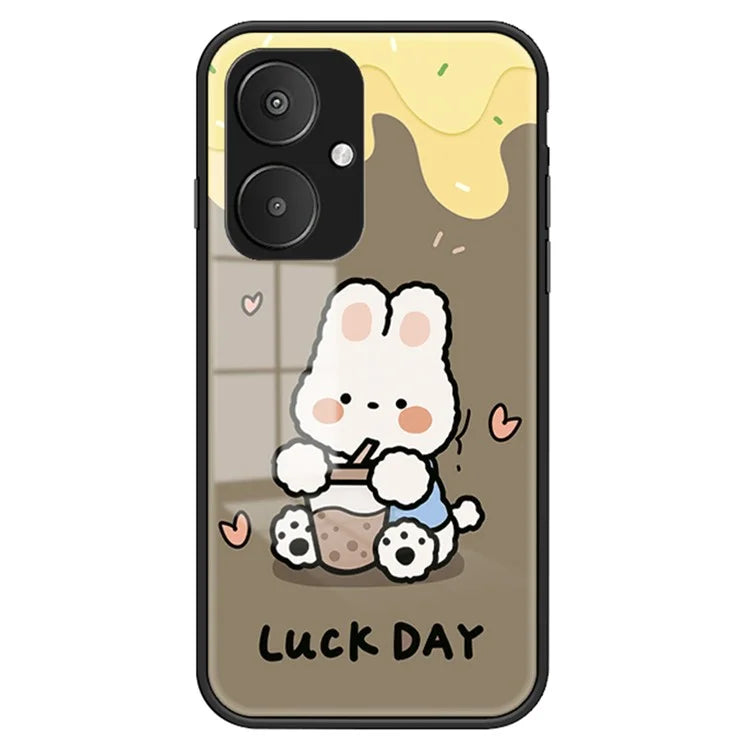 For Xiaomi Redmi 13C 5G Tempered Glass Case Cartoon Pattern Phone Cover