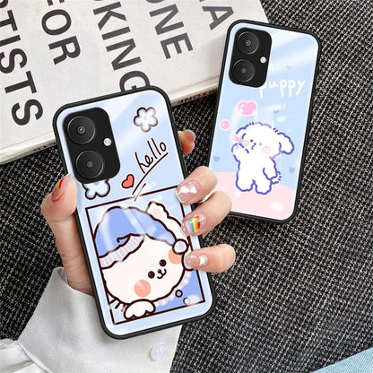 For Xiaomi Redmi 13C 5G Tempered Glass Case Cartoon Pattern Phone Cover