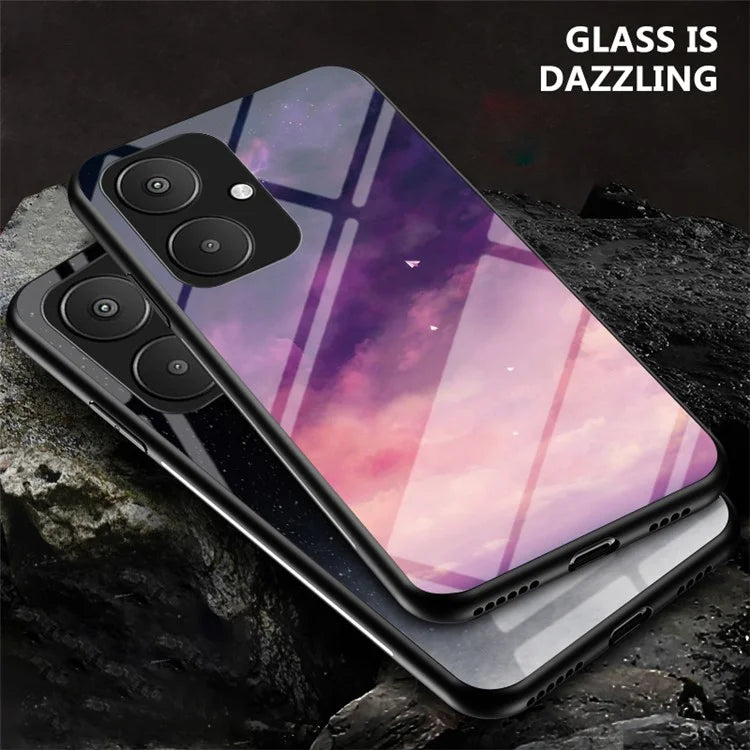 For Xiaomi Redmi 13C 5G Tempered Glass Phone Case Starry Sky Pattern