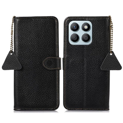 For Honor X8b 4G Phone Case Genuine Cow Leather Wallet Cover RFID Blocking